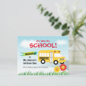 Het is tijd voor school, terug naar school bus briefkaart (Staand voorkant)