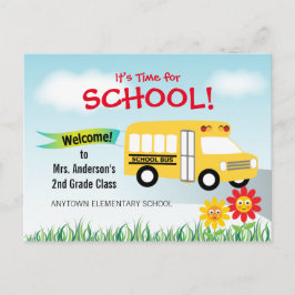Het is tijd voor school, terug naar school bus briefkaart