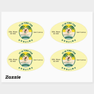Het is tijd voor surfen ovale sticker
