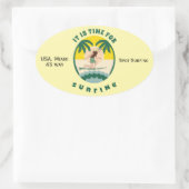 Het is tijd voor surfen ovale sticker (Tas)