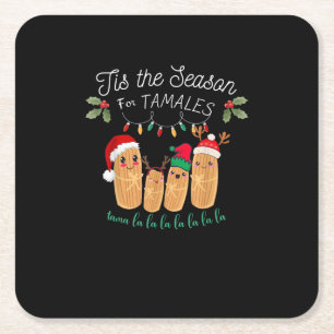 Het Is Tijd Voor Tamales Mexicaans Kerst Moderne Kartonnen Onderzetters