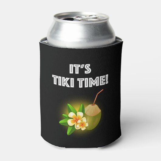Het is Tiki tijd! Tropical Island Tiki Bar Blikjeskoeler (Blikje Voorkant)