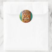 Het is Tiki Time Hawaii Leuk Retro Tropisch Hout G Ronde Sticker (Tas)