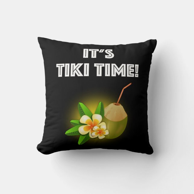 Het is Tiki Time. Tropical Island Tiki Bar Kussen (Voorkant)
