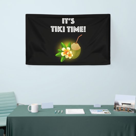 Het is Tiki Time. Tropical Island Tiki Bar Spandoek (Beurs)