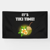 Het is Tiki Time. Tropical Island Tiki Bar Spandoek (Horizontaal)