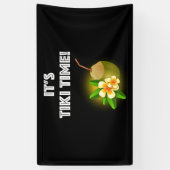 Het is Tiki Time. Tropical Island Tiki Bar Spandoek (Verticaal)
