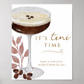 Het is Tini Tijd Grappig Espresso Martini Bar Bord Poster (Voorkant)
