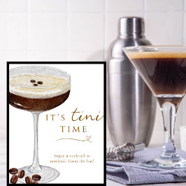 Het is Tini Tijd Grappig Espresso Martini Bar Bord Poster