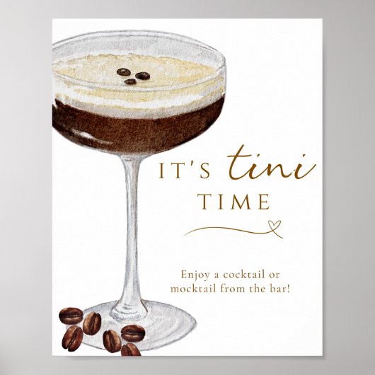 Het is tini tijd grappig espresso martini bar teke poster (Voorkant)