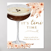 Het is Tini Time Floral Espresso Martini Bar Sign Poster (Voorkant)