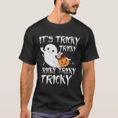 Het is Tricky Funny Halloween Boo Ghost Pumpkin Ca T-shirt (Voorkant)