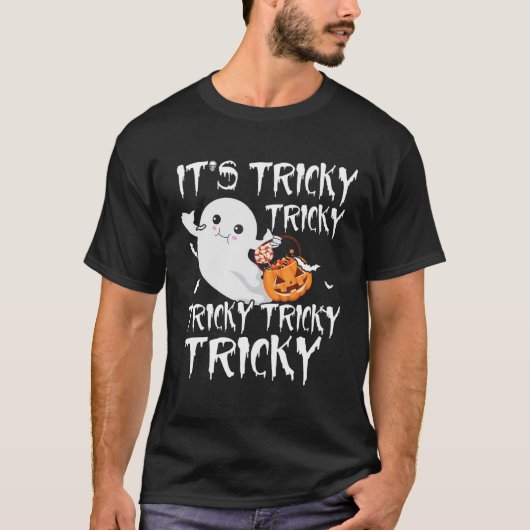 Het is Tricky Funny Halloween Boo Ghost Pumpkin Ca T-shirt (Voorkant)