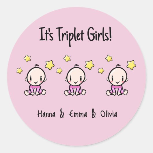 Het is Triplet Girls!, Gepersonaliseerde Triplet B Ronde Sticker (Voorkant)