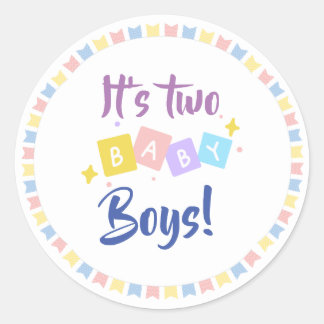 Het is twee baby jongens blauwe partij geboorte aa ronde sticker