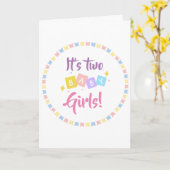 Het is twee baby meisjes roze partij geboorte aank kaart (Gele Bloem)
