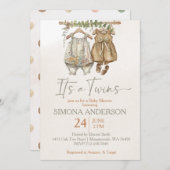Het is tweeling boho kleding kwekerij baby shower kaart (Voorkant / Achterkant)