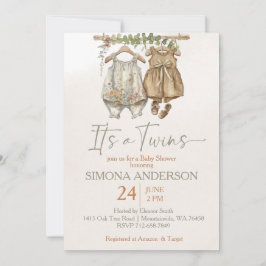 Het is tweeling boho kleding kwekerij baby shower kaart
