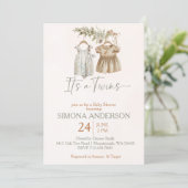 Het is tweeling boho kleding kwekerij baby shower kaart (Staand voorkant)