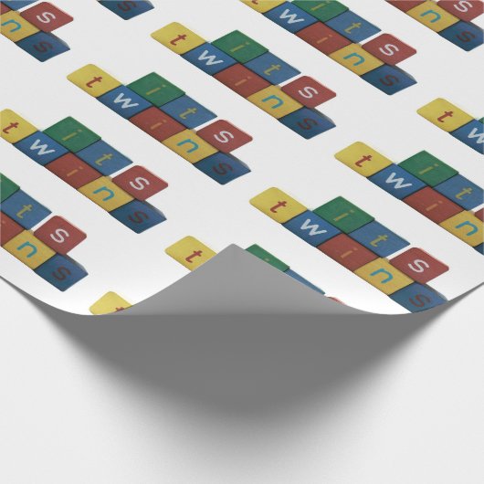 Het is tweeling in kinderblokletters cadeaupapier (Hoek)