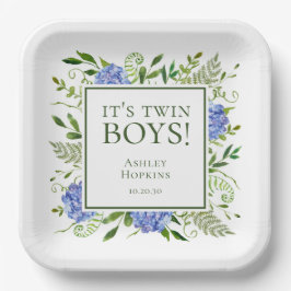 Het is Tweeling Jongens Blauwe Hortensia Jongens B Papieren Bordje