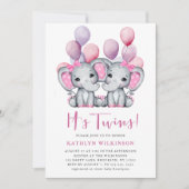 Het is tweeling olifant roze ballon schattig Baby  Kaart (Voorkant)