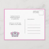 Het is tweeling olifant roze ballon schattig Baby  Uitnodiging Briefkaart (Achterkant)