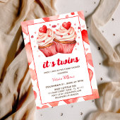 Het is tweeling valentijn harten cupcake baby show kaart