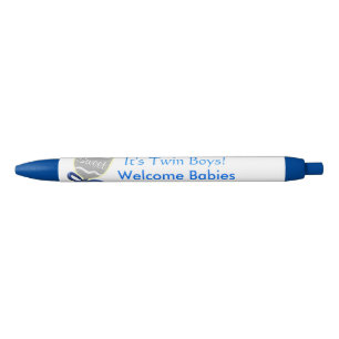 Het is Twin Boys Baby Rattle Blue Bow Blauwe Inkt Pen