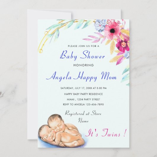 Het is Twin Boys Baby shower Invitation (Voorkant)