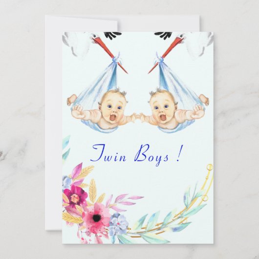 Het is Twin Boys Baby shower Invitation (Achterkant)
