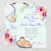 Het is Twin Boys Baby shower Invitation (Voorkant / Achterkant)