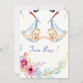 Het is Twin Boys. Sweet Stork Baby shower Uitnodig (Achterkant)