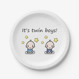 Het is Twin Boys, Twin Baby shower, Decoration, Papieren Bordje