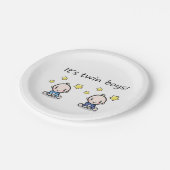 Het is Twin Boys, Twin Baby shower, Decoration, Papieren Bordje (Gekanteld)