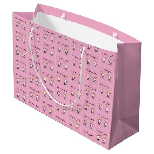 Het is Twin Girls Gift Wrap, Gepersonaliseerd voor Groot Cadeauzakje (Achterkant Gekanteld)