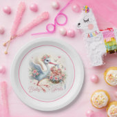 Het is Twin Girl's met Stork, Baby Girls en Flower Papieren Bordje (Feest)