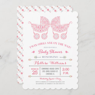 Het is Twin Girls. Twins Baby shower Invitation Kaart