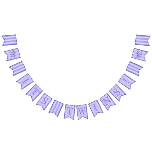 Het is Twins. Baby Elephant Flowers Paars Thema Vlaggetjes (Alle)