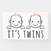 Het is Twins | Baby meisjes met roze kogels Spandoek (Horizontaal)