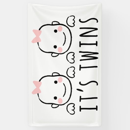 Het is Twins | Baby meisjes met roze kogels Spandoek (Verticaal)