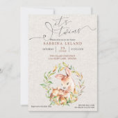 Het is Twins Baby shower Deer Fawns in Leafy Wreat Kaart (Voorkant)