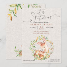 Het is Twins Baby shower Deer Fawns in Leafy Wreat