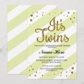 Het is Twins Baby shower Gender onthullen Yellow I Kaart (Voorkant / Achterkant)