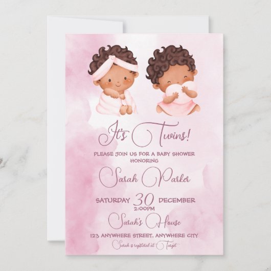 Het is Twins Baby shower Invitation Kaart (Voorkant)