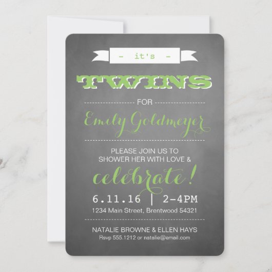 HET IS TWINS! BABY SHOWER INVITATIONS KAART (Voorkant)