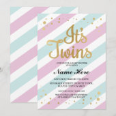 Het is Twins Baby shower Pink Blue Girl Boy Invite Kaart (Voorkant / Achterkant)