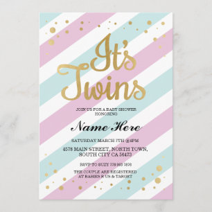Het is Twins Baby shower Pink Blue Girl Boy Invite Kaart