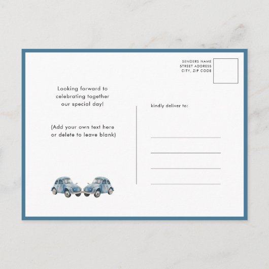Het is TWINS Blue Balloons Teddy Bears Baby shower Uitnodiging Briefkaart (Achterkant)