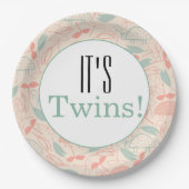 Het is Twins. Borden van Florence-Baby shower Papieren Bordje (Voorkant)